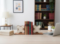 Wooden Hannunvaakuna Bookends, Nordic Protection Symbol, Scandinavian Library Decor