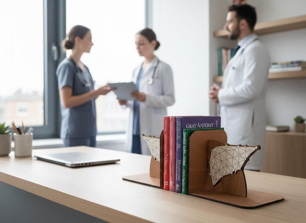 Wooden Liver Anatomy Bookends, Geometric Medical Office Decor, Doctor Graduation Gift