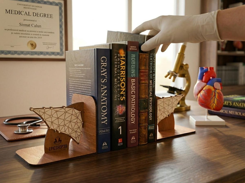 Wooden Liver Anatomy Bookends, Geometric Medical Office Decor, Doctor Graduation Gift
