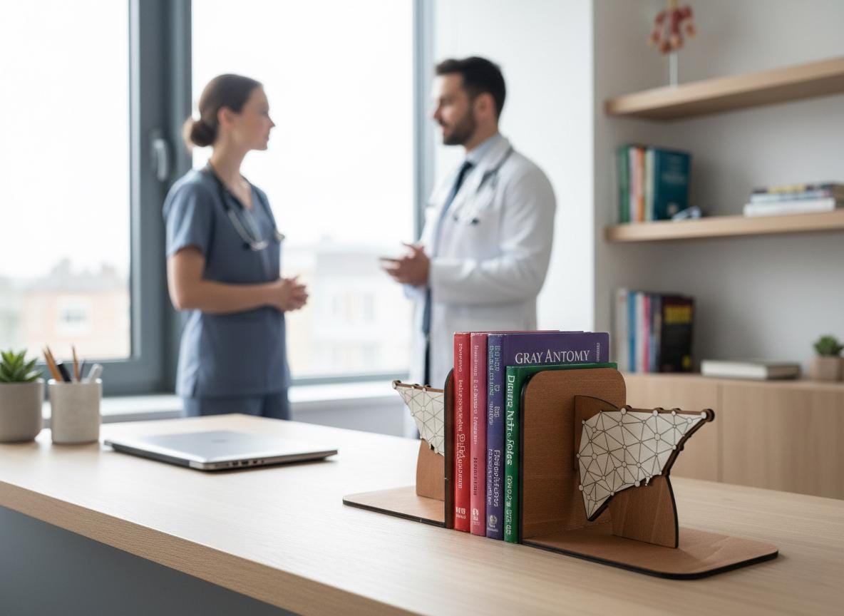 Wooden Liver Anatomy Bookends, Geometric Medical Office Decor, Doctor Graduation Gift