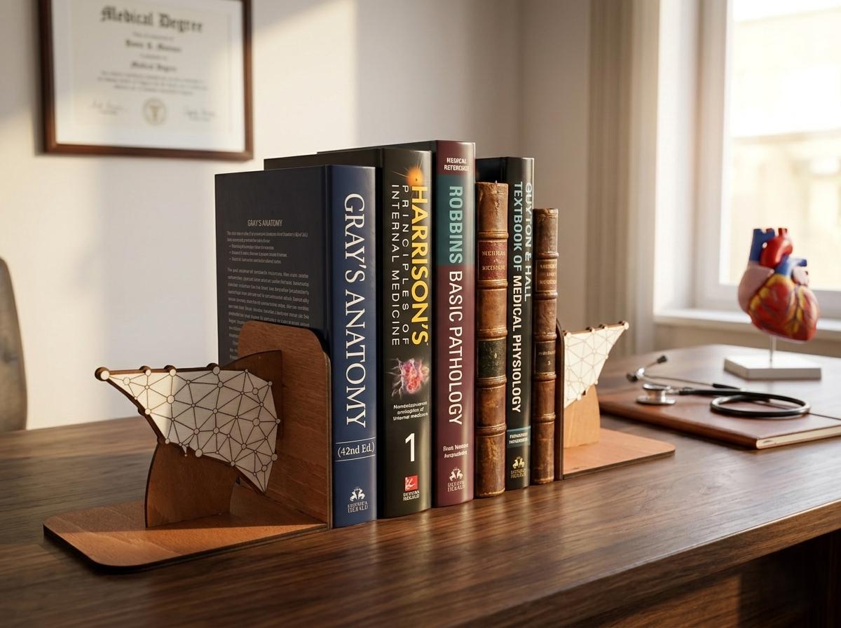 Wooden Liver Anatomy Bookends, Geometric Medical Office Decor, Doctor Graduation Gift