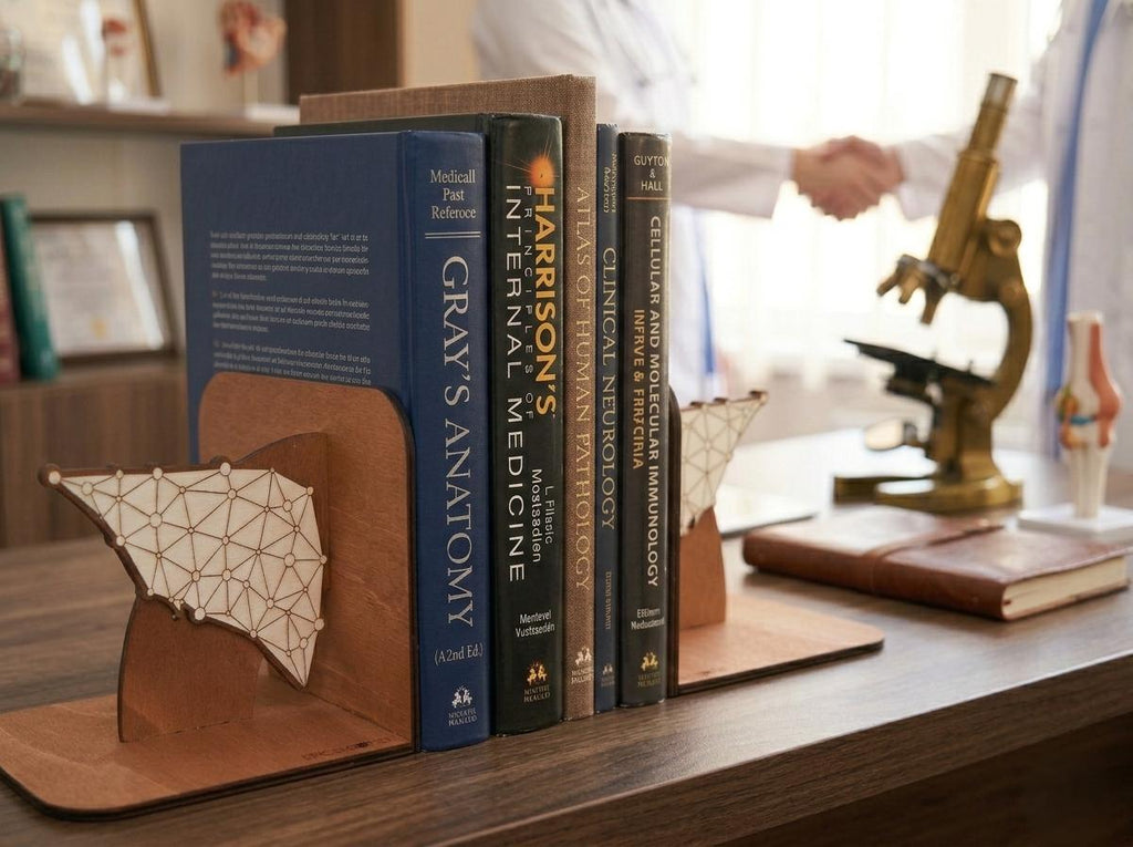 Wooden Liver Anatomy Bookends, Geometric Medical Office Decor, Doctor Graduation Gift
