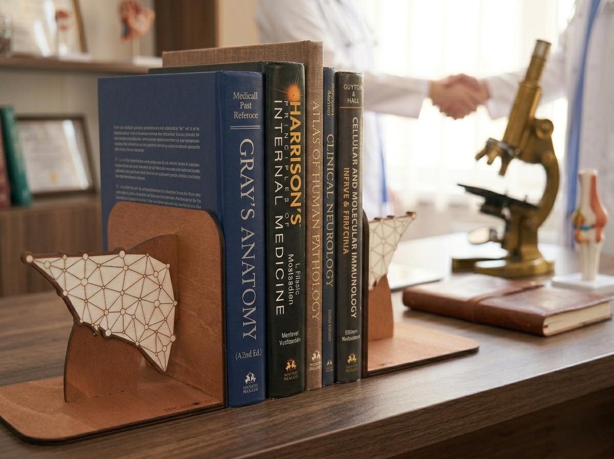Wooden Liver Anatomy Bookends, Geometric Medical Office Decor, Doctor Graduation Gift