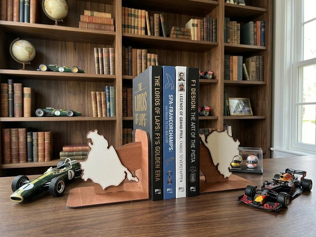 Nurburgring Spa F1 Track Wooden Bookends, Layered Map Decor, Racing Enthusiast Gift