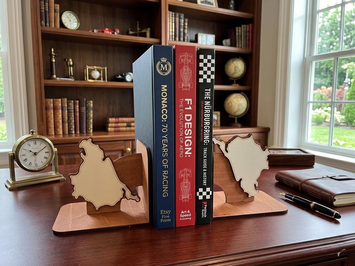 Nurburgring Spa F1 Track Wooden Bookends, Layered Map Decor, Racing Enthusiast Gift