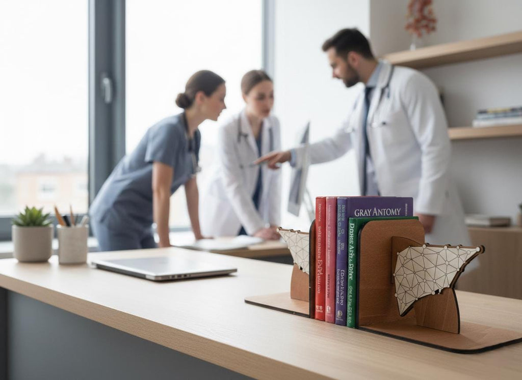 Wooden Liver Anatomy Bookends, Geometric Medical Office Decor, Doctor Graduation Gift