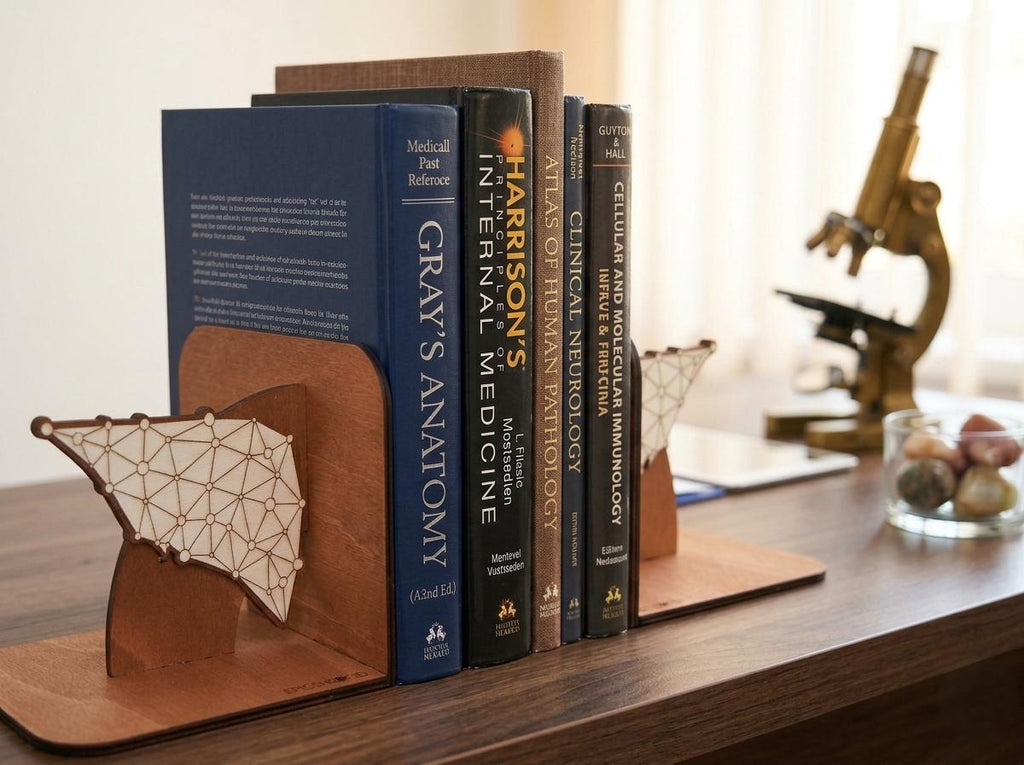 Wooden Liver Anatomy Bookends, Geometric Medical Office Decor, Doctor Graduation Gift