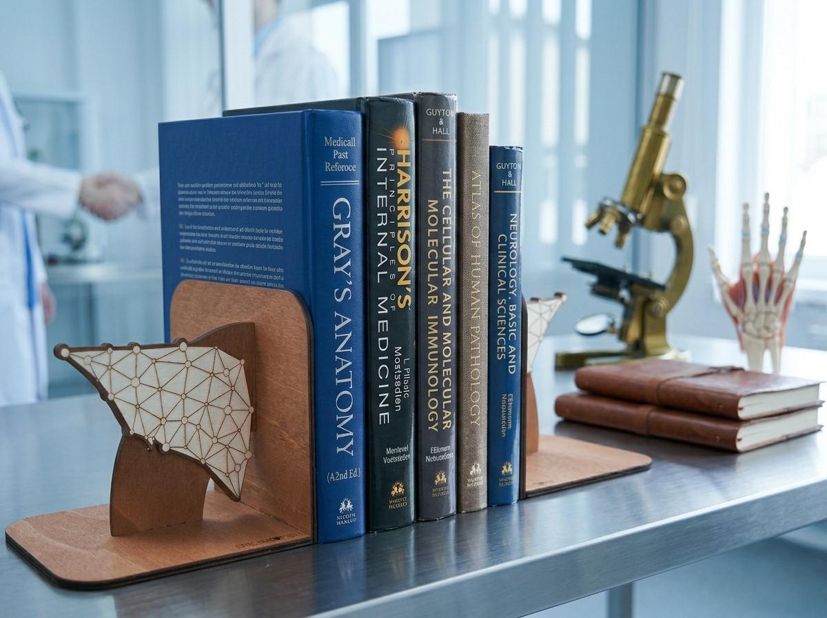 Wooden Liver Anatomy Bookends, Geometric Medical Office Decor, Doctor Graduation Gift