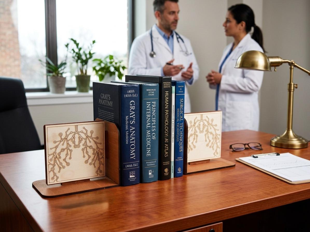 Wooden Lung Anatomy Bookends – Laser-Etched Medical Office Decor