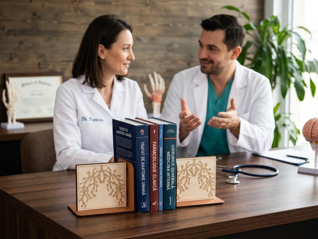 Wooden Lung Anatomy Bookends – Laser-Etched Medical Office Decor