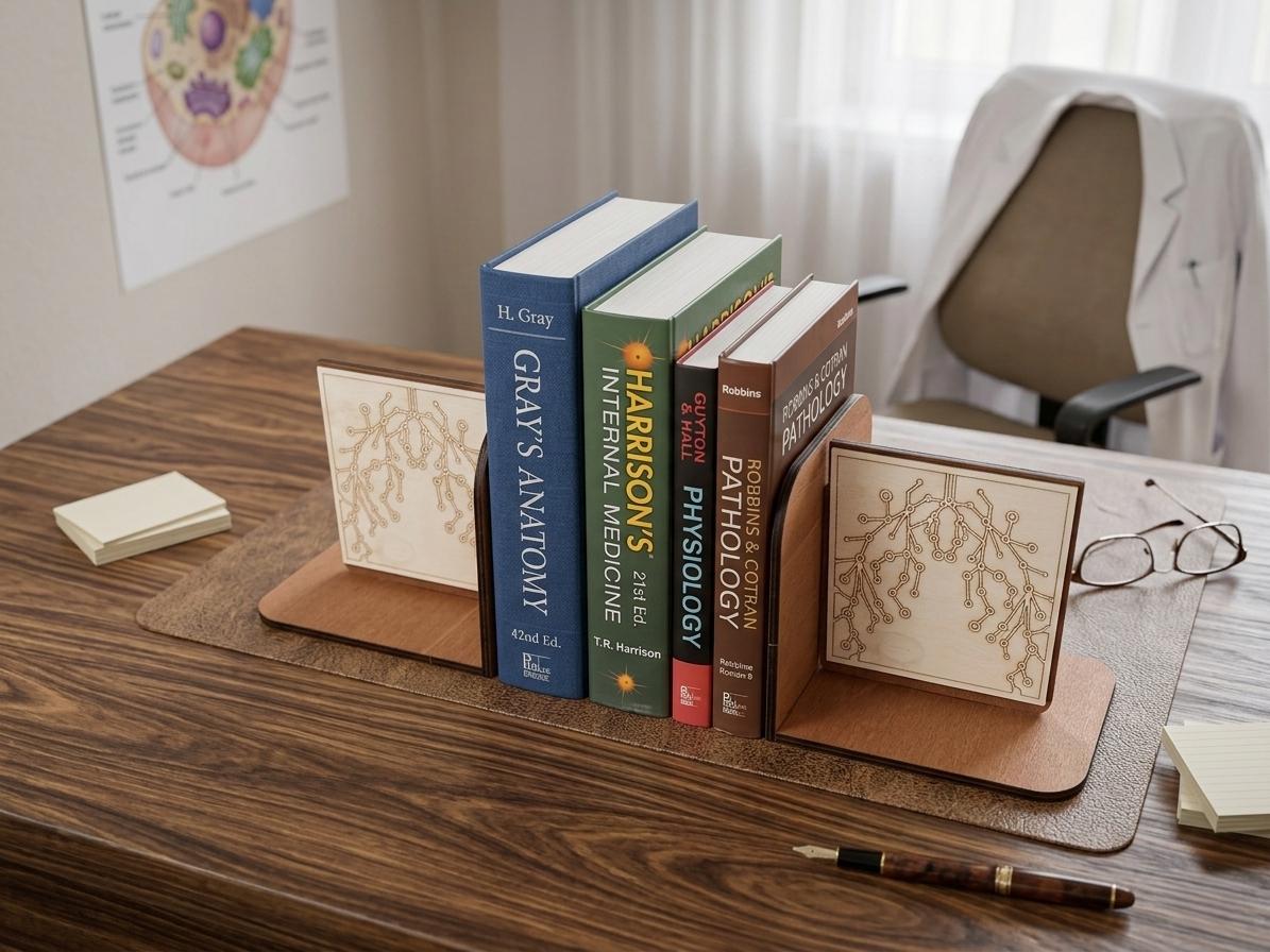 Wooden Lung Anatomy Bookends – Laser-Etched Medical Office Decor
