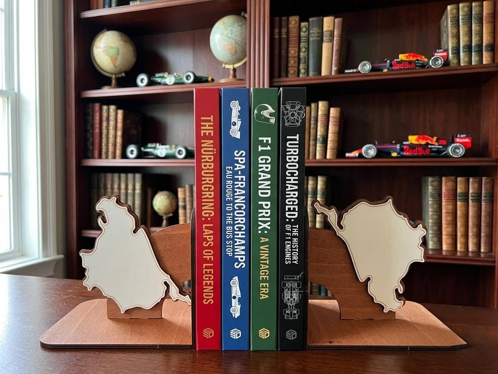 Nurburgring Spa F1 Track Wooden Bookends, Layered Map Decor, Racing Enthusiast Gift
