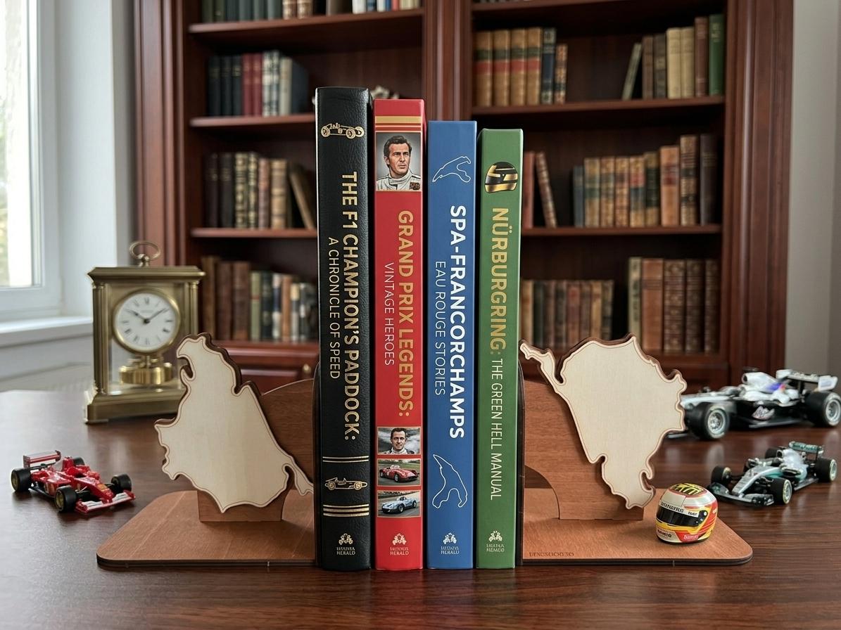 Nurburgring Spa F1 Track Wooden Bookends, Layered Map Decor, Racing Enthusiast Gift