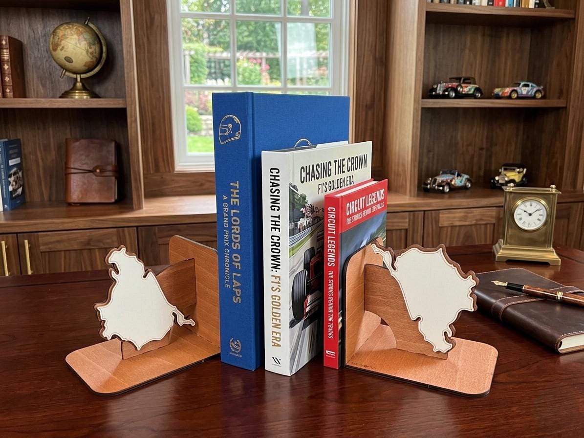 Nurburgring Spa F1 Track Wooden Bookends, Layered Map Decor, Racing Enthusiast Gift