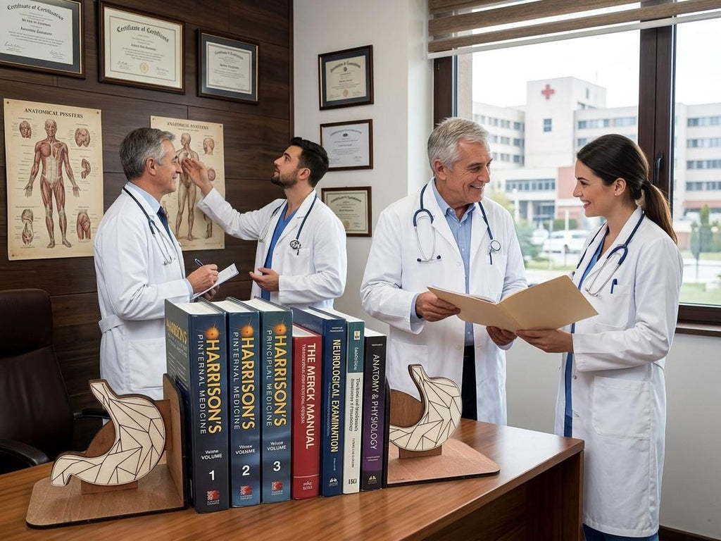 Geometric Stomach Wood Bookends, Low-Poly Anatomy Decor, Medical Office Gift