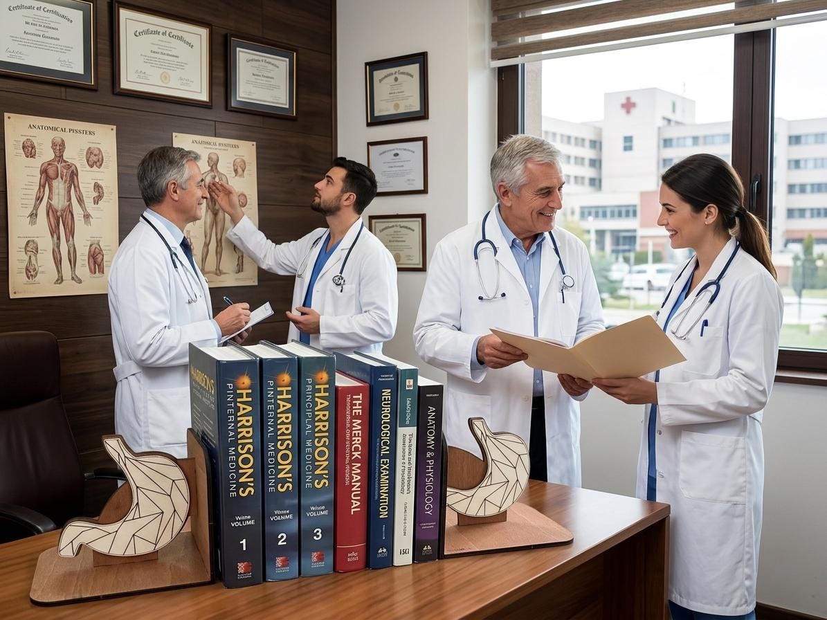Geometric Stomach Wood Bookends, Low-Poly Anatomy Decor, Medical Office Gift