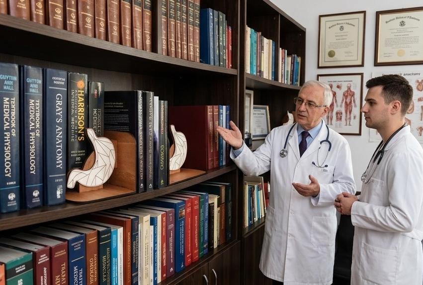 Geometric Stomach Wood Bookends, Low-Poly Anatomy Decor, Medical Office Gift