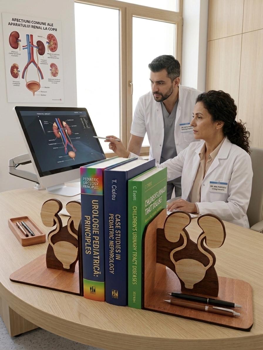 Handcrafted Anatomical Urinary System Bookends, Wood Medical Decor, Urology Gift