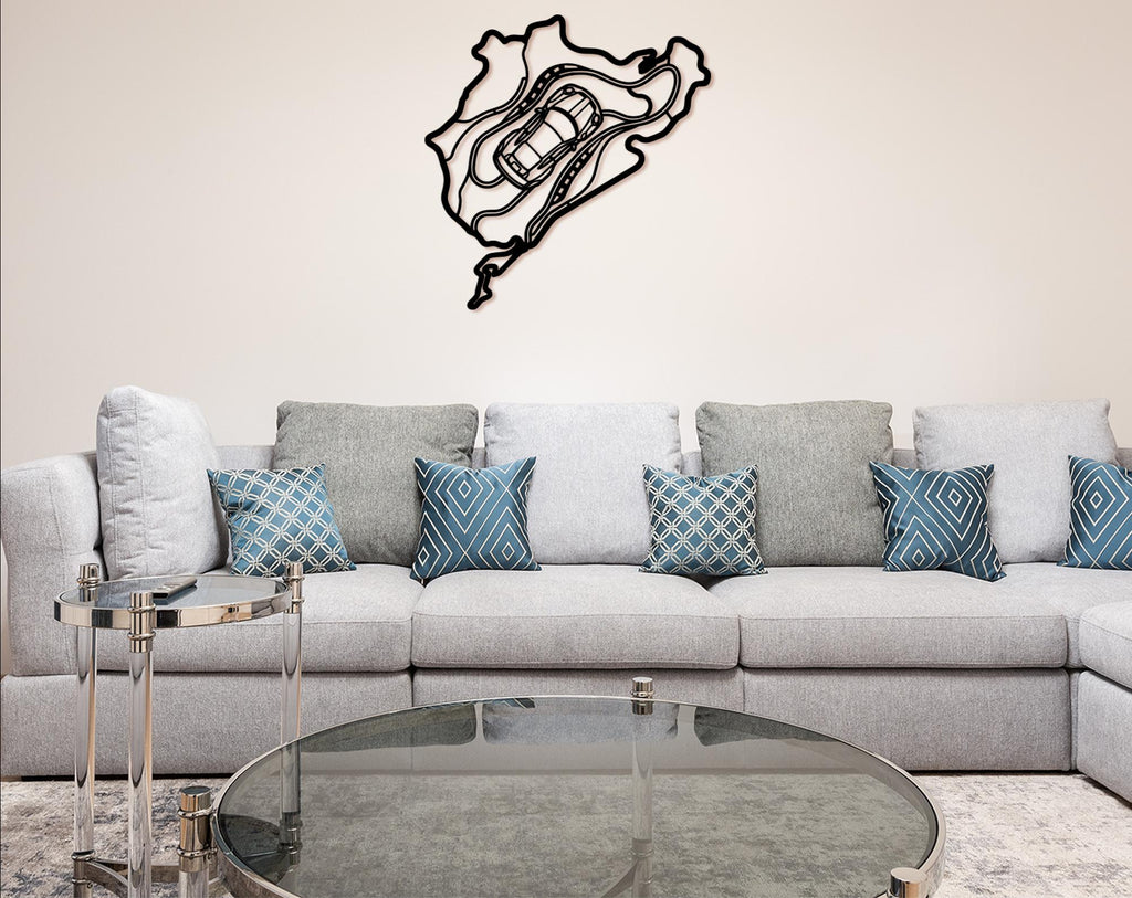 Nürburgring Track Wall Art – Metal Racetrack Decor with Car Silhouette