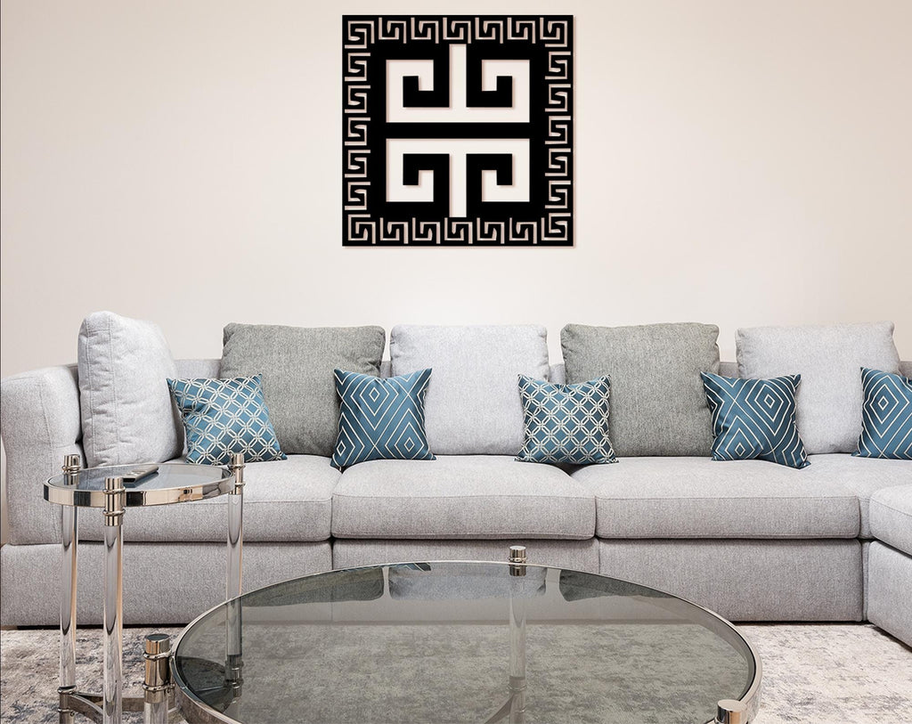Greek Key Wood Wall Art, Ancient Meander Geometric Decor, Infinity Symbol Sign