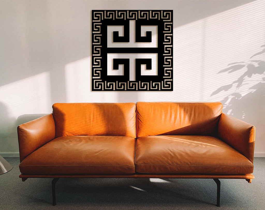 Greek Key Wood Wall Art, Ancient Meander Geometric Decor, Infinity Symbol Sign