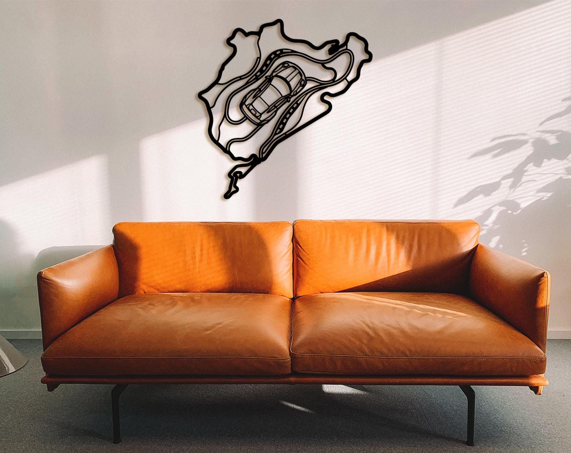 Nürburgring Track Wall Art – Metal Racetrack Decor with Car Silhouette