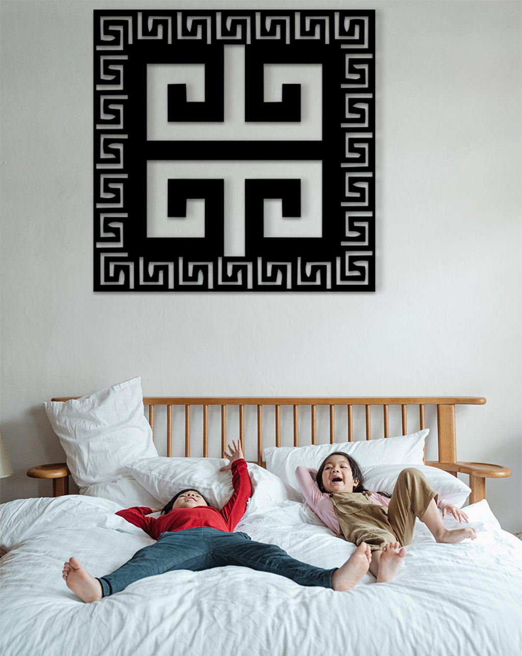 Greek Key Wood Wall Art, Ancient Meander Geometric Decor, Infinity Symbol Sign